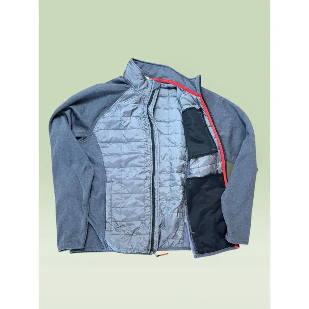 Orvis Mixed Media Quilted Puffer Jacket Mens Large‎ Gray Polyester Full Zip